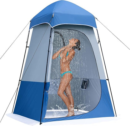 Camping Shower Tent, 7.9 FT Extra Tall Oversize Privacy Tent, Portable Outdoor Bathroom Toilet Tent with Floor, Easy Set Up Privacy Shelter for Dressing, Hiking, Fishing, UPF50+