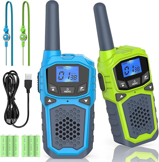 Walkie Talkies for Adults Rechargeable,Long Range Two Way Radios 22 Channels VOX NOAA Weather Alert Family Walkie-Talkie for Outdoor Adventures, Camping, Hiking, Hunting 2 Packs