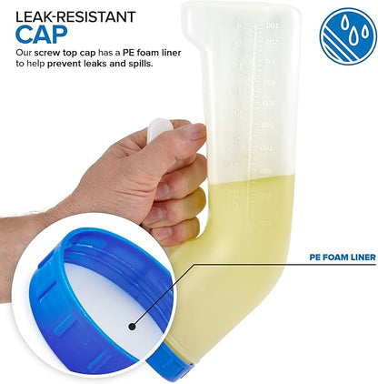 Unisex Urinal Bottle (2 Pack) - Portable Urinal for Women & Men - Female Urinal with Lid - 32 Oz Female Urination Device - Women Pee Funnel Cup for Emergency, Travel, Car & Camping - Stock Your Home