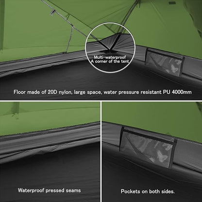 Naturehike Camping Tent, 2/3 Person Double Layer, Instant Easy Setup, Waterproof PU2000mm, 54 MPH Wind Resistance, UPF 50+, Outdoor Tent for Camping, Festivals, Backyard, Sleepovers