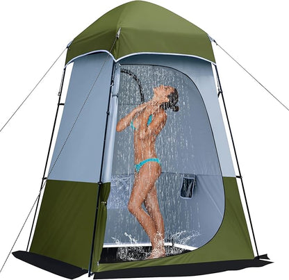 Camping Shower Tent, 7.9 FT Extra Tall Oversize Privacy Tent, Portable Outdoor Bathroom Toilet Tent with Floor, Easy Set Up Privacy Shelter for Dressing, Hiking, Fishing, UPF50+