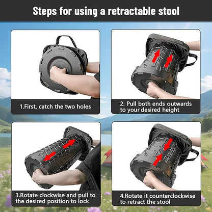 2 Pack Square Collapsible Stool, 400lbs Max Weight, Lightweight But Sturdy, Portable Retractable Folding Telescoping Foldable Camping Stool for Adults Outdoor Fishing Hiking BBQ