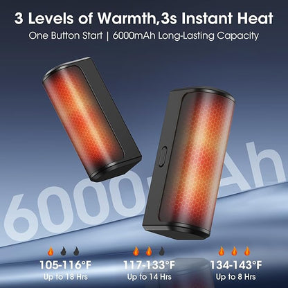 Magnetic Hand Warmers Rechargeable 2 Pack 6000mAh Electric Portable USB Hot Pocket Sized Hand Warmer 18Hrs Long Heating Heater Therapy Gifts for Men Women Camping,Hunting,Golf,Travel Essentials
