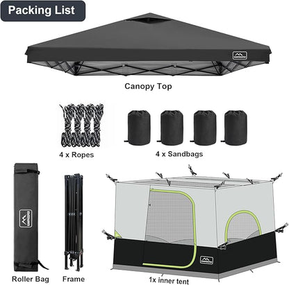 KAMPKEEPER 6 Person Camping Tent, 10x10 Pop Up Canopy Tent with Camping Inner Tent, Converts 10'x10' Straight Leg Canopy into Camping Tent–Fully Vented Roof(Canopy & Frame Included)
