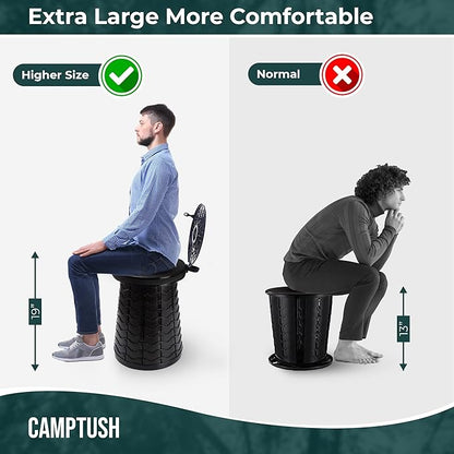Retractable Portable Toilet for Camping - Large & Height Adjustable - Foldable Camping Toilet for Hiking/Travel | Portable Potty for Adults, Kids and Outdoor Car Camp