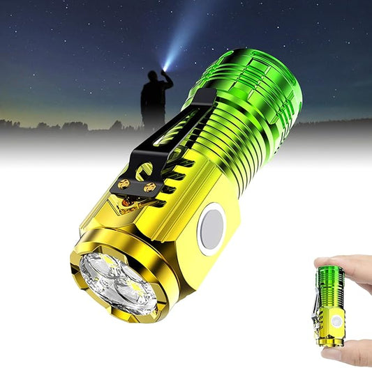 Mini Rechargeable Flashlight with Clip, Pocket LED Small Super Bright Flash Light with USB C Charging, EDC Magnetic Lightweight Tactical 5 Modes Lamp for Camping,Hiking,Emergency
