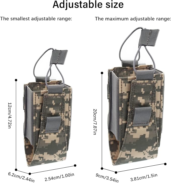 1000D Nylon Tactical Radio Holder Radio Case Radio Pouch Military Molle Radio Walkie Talkie Holder Bag Hunting Magazine Pouches Pocket for Two Ways Walkie Talkies Compatible (ACU)
