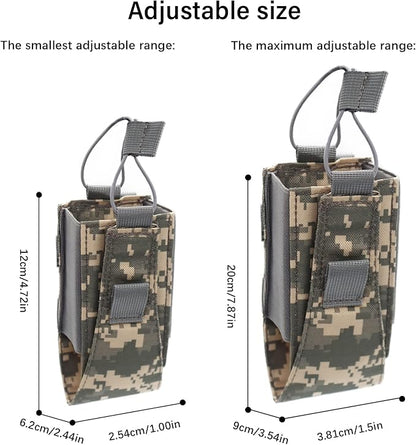 1000D Nylon Tactical Radio Holder Radio Case Radio Pouch Military Molle Radio Walkie Talkie Holder Bag Hunting Magazine Pouches Pocket for Two Ways Walkie Talkies Compatible (ACU)