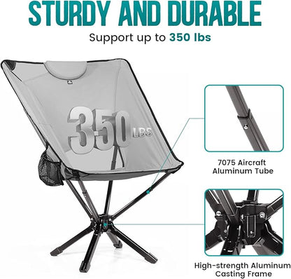 Portable High Back Camping Chair with Adjustable Height, Small Compact Outdoor Folding Chair for Adults Travel, Riselite Collapsible Lightweight Packable Camp Chairs, Easy Carry and Quick Setup