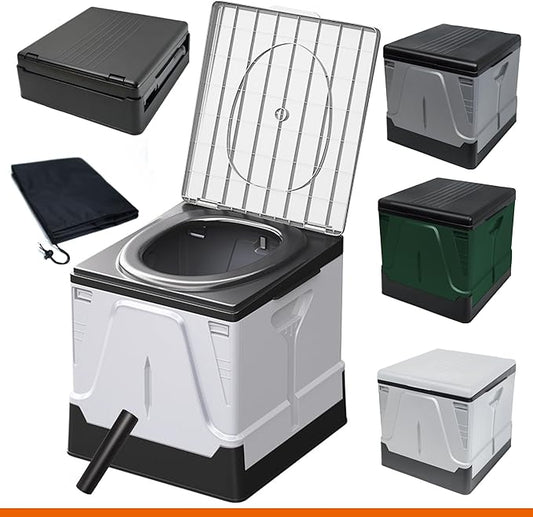 Camping Toilet, Composting Toilet with Biodegradable Bags, Portable Potty for Adults, Folding Toilet for Car Camping Hiking Long Trips Beach