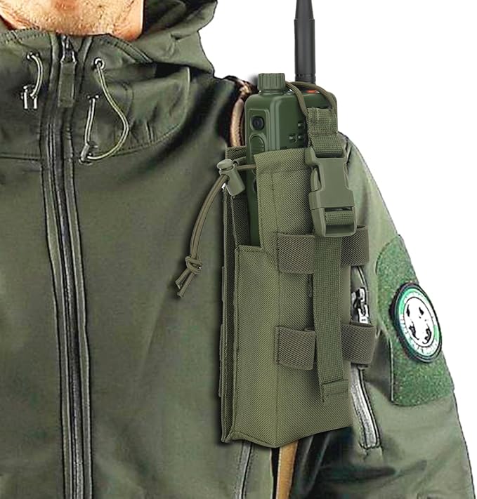 Tactical Molle Radio Holster Holder Case Military Heavy Duty Radios Holster Bag for AR-152 AN/PRC-152 148 UV-25 Two Ways Walkie Talkies Adjustable Storage