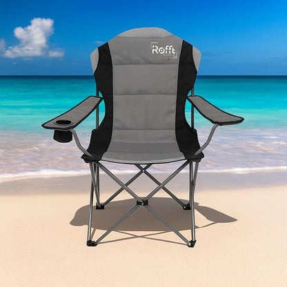 Camping Folding Chairs | Heavy Duty | Supports 250 LBS | Steel Frame | Collapsible with Cup Holder | High Back | 21" D x 36" W x 42" H