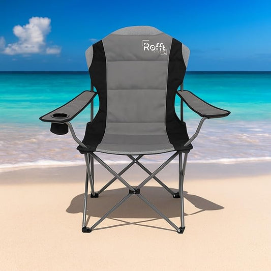 Camping Folding Chairs | Heavy Duty | Supports 250 LBS | Steel Frame | Collapsible with Cup Holder | High Back | 21" D x 36" W x 42" H