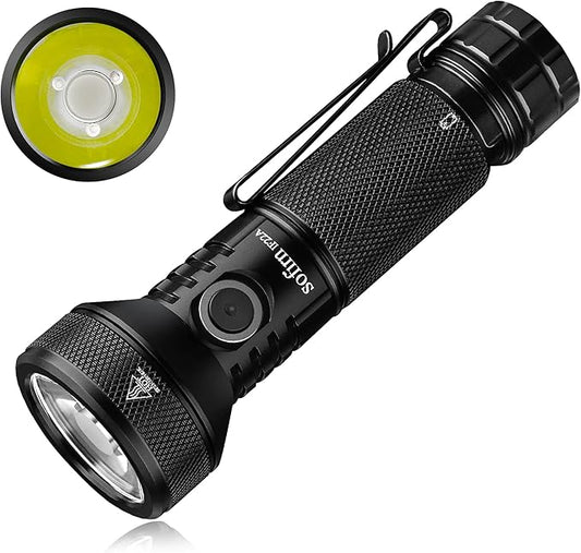 77outdoor Rechargeable Flashlight, Sofirn IF22A 2100 High Lumen 690m Max Powerful Thrower Flashlight with SFT-40 LED, TIR Lens, Discharge Output for Hiking (Black)