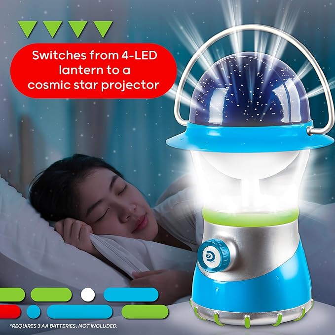 Discovery Kids LED Starlight Lantern [Amazon Exclusive] 2-in-1 Hanging Lantern & Star Constellation Projector with Guide, Easy to Use for Children, Battery Operated, Educational Camping Toy