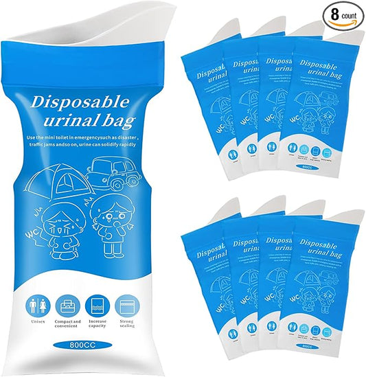 Disposable Emergency Urinal Bag, 8/12/20/24 Pack Portable Camping Pee Bags, Travel Pee Bags, Traffic Jam Emergency Portable Urine Bag, Vomit Bags, for Men Women Kids Children Patient