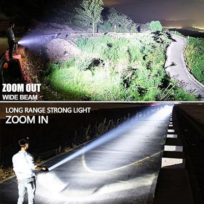 LED Flashlight High Lumens, Bright, Zoomable, Waterproof, Powerful, Emergency Tactical LED Flashlights for Home and 5 Modes, Flashlight for Camping Gear、Hiking、Walking (10Pack)