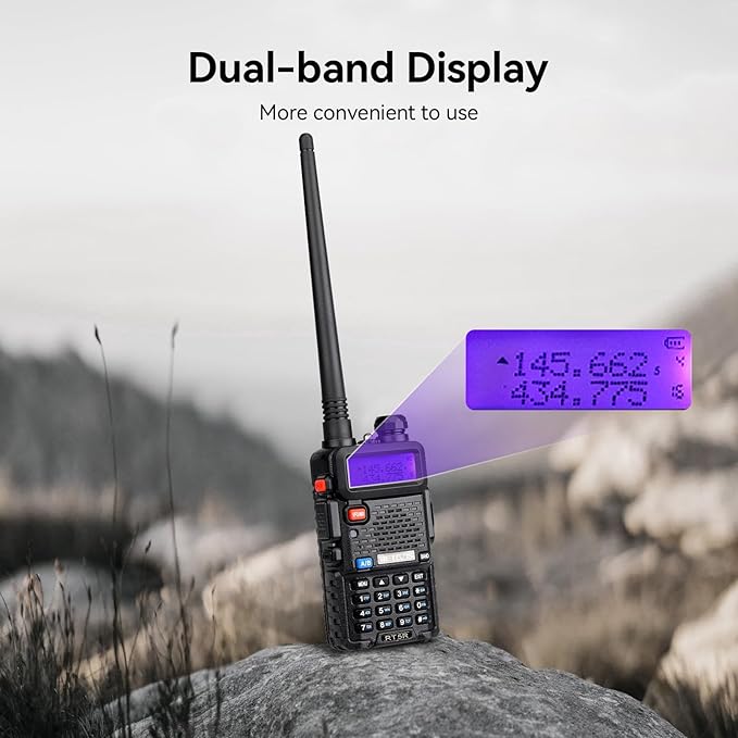 Retevis RT-5R Dual Band Two Way Radio,Ham Radios,with Shoulder Mic,Emergency Alarm,1400mAh Battery,Long Range Walkie Talkies for Amateur Camping Hunting (2 Pack)
