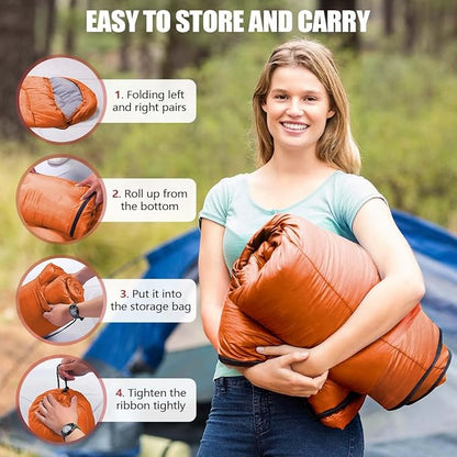 OBTANIM Sleeping Bags Portable Waterproof Camping Sleeping Bag for Adults Kids 4 Seasons Cold Weather or Warm Backpacking Hiking Mountaineering Indoor Outdoor Use