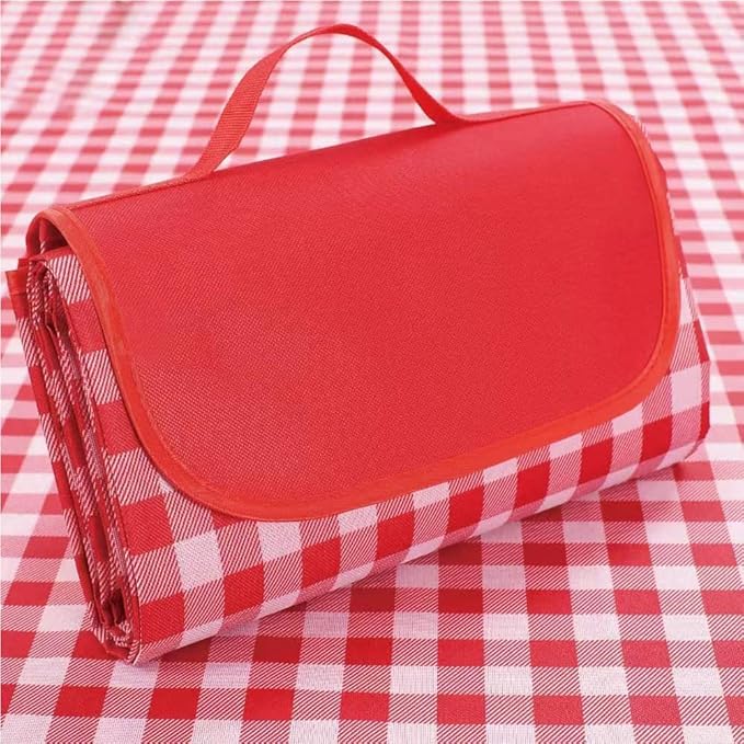 Picnic Blanket|Beach Mat|Picnic Blanket for Indoor and Outdoor, 80" x 60" Sandproof Waterproof Larger Mat for Beach, Travel, Camping, Hiking, Park Grass,Handy Mat Tote, Foldable. (Red Plaids)