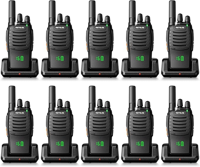 Retevis H-777H Walkie Talkies,Rechargeable Two Way Radio, Hidden Display,Channel Display,USB-C,Short Antenna,Handheld 2 Way Radio with Emergency Alarm for Business Education (10 Pack)