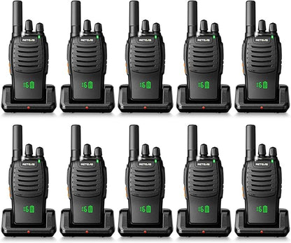 Retevis H-777H Walkie Talkies,Rechargeable Two Way Radio, Hidden Display,Channel Display,USB-C,Short Antenna,Handheld 2 Way Radio with Emergency Alarm for Business Education (10 Pack)
