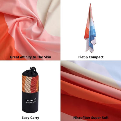 CHARS Microfiber Quick Drying Beach Towel Super Absorbent & Sand Free Towel for Kids Teens Adults Travel Gym Camping Pool Yoga Outdoor and Picnic(63"×31"/63"×39")