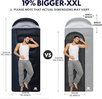 0 Degree XXL Sleeping Bags for Adults Cold Weather,Camping Sleeping Bag with Compression Sack for Winter Hiking, Hunting,Traveling