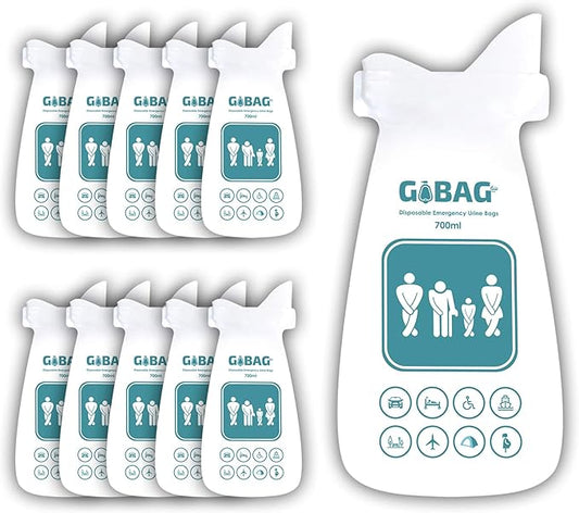 Disposable Urine Bags 10-Pack Unisex Portable Urinal Pee Bags with 2X Absorption Pads for Emergency, Travel, Camping, Driving Traffic Jam, Hiking - for Men Women [Pregnant]& Children