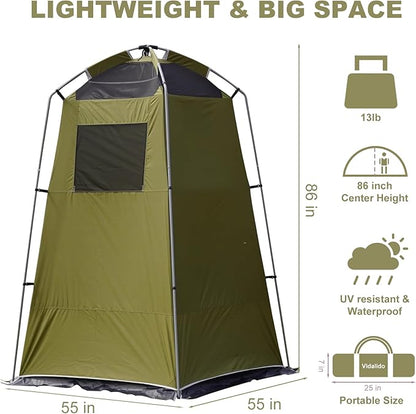 Vidalido Outdoor Camping Shower Tent Easy Setup Privacy Tent Changing Room Portable Camp Shower Tents for Camping with Floor, Waterproof Privacy Shelters Camping Toilet Tent