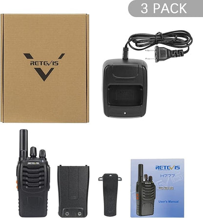 Retevis H-777 Walkie Talkies Rechargeable, 2 Way Radios Long Range, Portable FRS Two-Way Radios, Short Antenna, LED Flashlight, for Adults Family Outdoor (3 Pack)