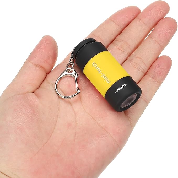 PATIKIL 2.1" Mini Rechargeable LED Keychain Flashlight, EDC Portable Small Torch with USB Charging for Everyday Carry, Yellow