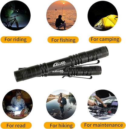 Handheld Pen Flashlight 150 Lumens Lamp Clip Mini Pen Light Small Pocket Penlight(2 Short)
