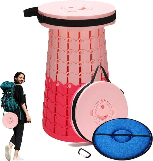 2025 Upgraded XXL Collapsible Stool with Cushion, 1000 lbs Capacity & 19.7-in High, Wider & Taller Heavy Duty Portable Telescoping Foldable Seat for Adults Camping, Travel, Music Festivals, Outdoors