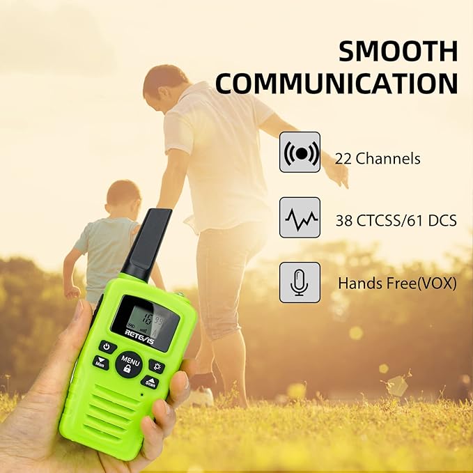 Retevis RA35 Walkie Talkies, Long Range Two Way Radios, Easy to Use, Clear Sound Flashlight Keypad Lock VOX, Toddler Walkie Talkie for Boys Girls, Family 2 Way Radio for Biking, Hiking, Cruise 2 Pcs