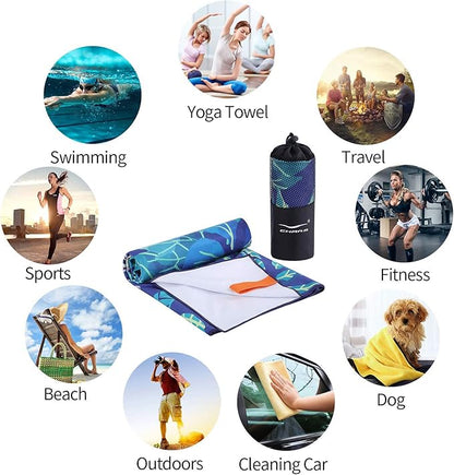 CHARS Microfiber Quick Drying Beach Towel Super Absorbent & Sand Free Towel for Kids Teens Adults Travel Gym Camping Pool Yoga Outdoor and Picnic(63"×31"/63"×39")