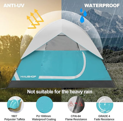 2/4-Person Family Dome Tent with Removable Rain-Fly, Easy Set Up Portable Camping Tent for Backpacking Hiking Backyard Outdoor, Green/Blue/2-person/4-person