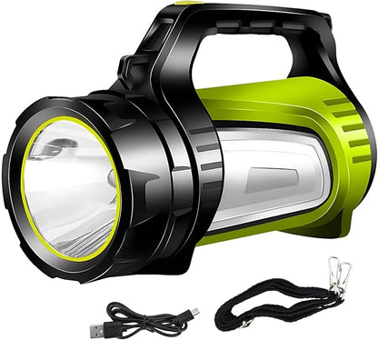 Rechargeable Spotlight,LED Handheld Spotlight with 1200LM,Power Bank, IP65 Waterproof Lantern Flashlight with Straps for During Hurricane,Emergency, Storms, Outages,Hunting, Hiking, Camping