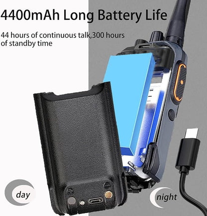 Retevis RB17 Walkie Talkies for Adults,Rechargeable 2 Way Radio with USB Charging,Durable Two Way Radios with 4400mAh Large Battery,Handsfree Emergency Alarm,for Gifts Skiing Hunting Outdoor(4 Pack)
