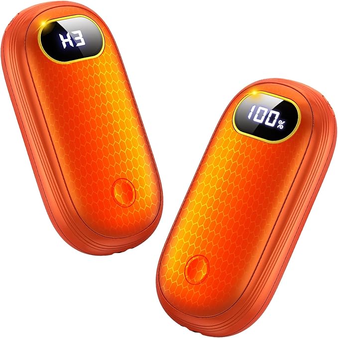 Hand Warmers Rechargeable, 14000mAh Electric Hand Warmer 2 Pack Dual-Sided Heating 17Hrs Warmth Max 131℉ USB-C Portable Pocket Heater for Raynauds, Hunting, Golf, Camping