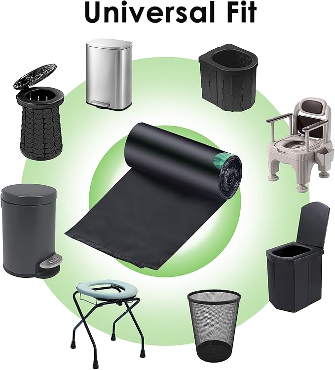 Portable Toilet Bags，8 Gallon Drawstring Trash Bags 80 Counts for Compostable Trash Bags for Outdoor Car Camping