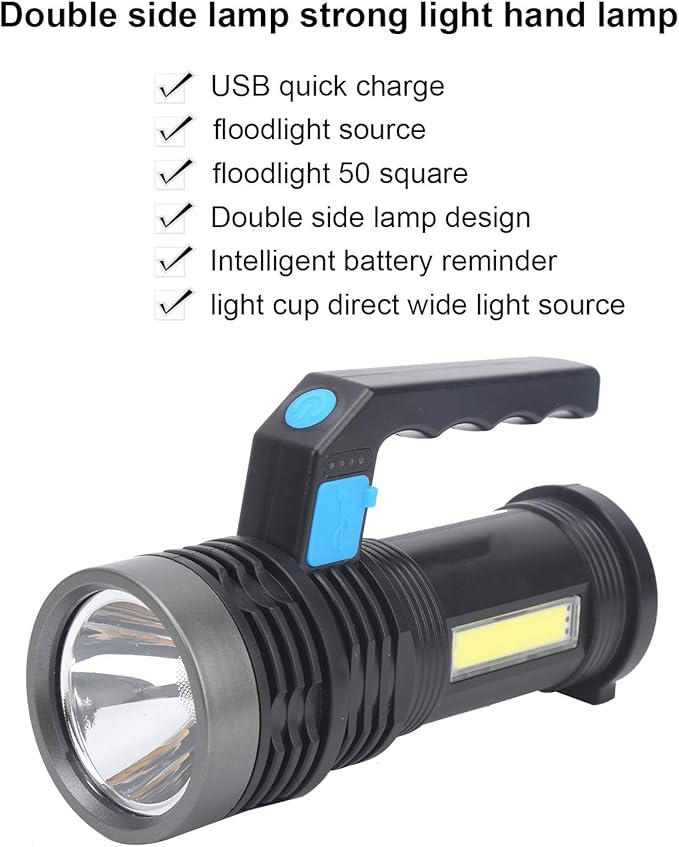 Rechargeable Spotlight, Handhold Searchlight, Outdoor Long-Range Strong Light Flashlight, 1200mAh LED Spotlight for Home, Outdoor Activities, Camping