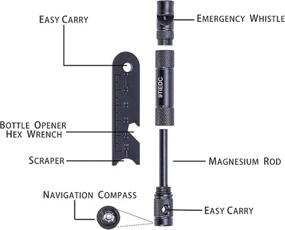 Flint Fire Starter with Whistle,Thick Ferro Rod with Striker and Paracord Wrist Lanyard,Emergency Survival Kits,for Your Camping, Hiking and Backpacking Gear