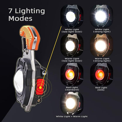 Multifunctional LED Flashlight Keychain, COB Mini Flashlight, Small Work Light, Screwdriver Bottle Opener for Outdoor Hiking