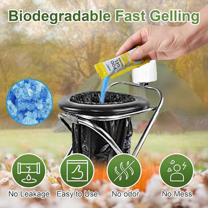 AOKE Portable Toilet Powder, 100 Pack Poo Gel for Camping Eco Absorbent Gel Liquid Waste Gelling and Deodorizing Powder, Emergency Toilet Waste Treatment for Outdoor Camping Hiking