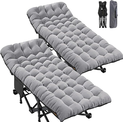 ABORON 2Pack Oversized XXL Folding Camping Cot W/Mat for Adults, 78" L x 32" W x 18" H Heavy Duty Outdoor Bed with Carry Bag,1200 D Layer Oxford Travel Camp Cots