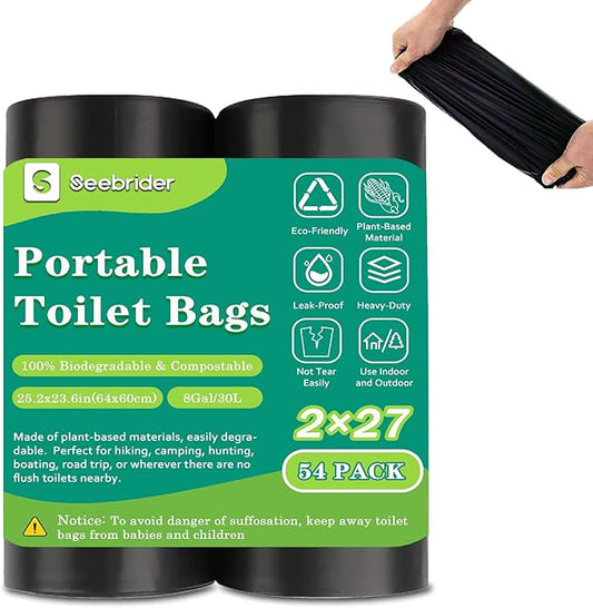 108 Portable Toilet Bags, Biodegradable Camping Toilet Bags 8 Gallon Thickened Portable Potty Bags for 5 Gallon Bucket Toilet Compostable Bags for Adults Outdoor Travel