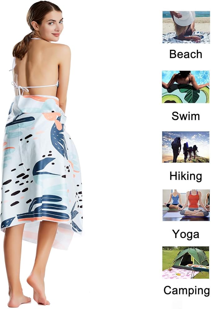 CHARS Microfiber Quick Drying Beach Towel Super Absorbent & Sand Free Towel for Kids Teens Adults Travel Gym Camping Pool Yoga Outdoor and Picnic(63"×31"/63"×39")