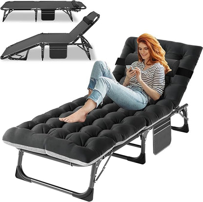 ABORON Folding Camping Cot for Adults, Heavy Duty 3-in-1 Bed for Guest Sleeping, Adjustable Double-Layer 1200D with Mattress & Carrying Bag for Home, Office, Vacation, Hospital Use