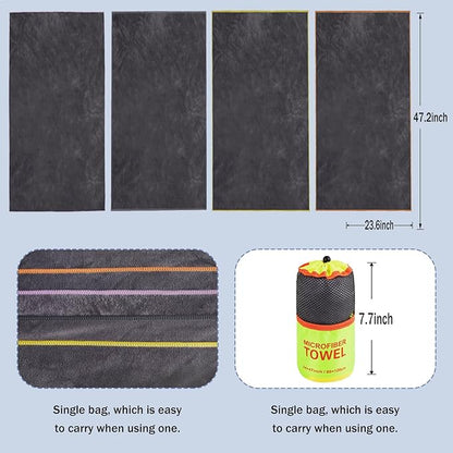 Dofilachy 4 Pack Camping Towel - Quick Dry Towel - Microfiber Travel Sports Towel - Super Absorbent Swim Towel (4, Yellow)